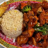 Imperial Chicken · Breaded white meat ck, broccoli, carrots, water chestnuts, mushrooms & baby corn.