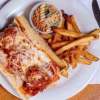 Charlie'S Meatball Sub · Three hearty meatballs on a french roll covered in our homemade red sauce and melted mozzare...