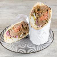 Gyro Pita Palace Sandwich · Comes with feta cheese, onion, tomato and pickles.