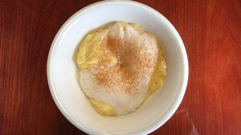 Indonesian Sweet Vanilla Corn Pudding (Gf) · Made in house by our chef, this creamy and sweet vanilla corn pudding is topped with coconut cream and dusted with cinnamon.