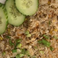 Garlic Fried Rice · Includes choice of meat, egg, garlic-black pepper and onions. Topped with green onions and f...