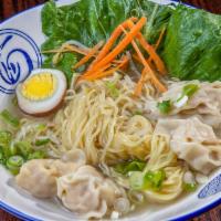 Wonton Bowl (Shrimp And Pork) · Our signature bowl with Wontons! Select a noodle and broth.