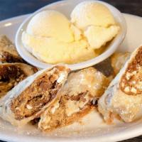S'More Egg Roll · Egg roll with chocolate, marshmallow, and graham cracker.