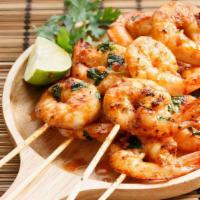 Miso Shrimp · Grilled shrimp with miso soup.