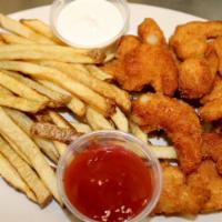 Shrimp & Fries · Served with crunchy fried shrimp and fresh fries.