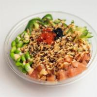 Crunch Bowl · Cucumber, jalapeno, edamame, scallion, tempura crunch, tobiko and sesame seeds with spicy ai...