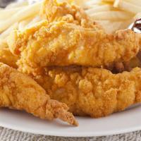 Crossroads Chicken Strips · Crispy and golden on the outside and juicy on the inside chicken strips. Choose your favorit...