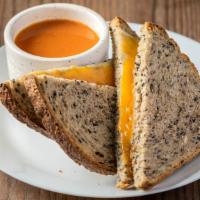 Grilled Cheese · Cheddar and provolone cheese on multi-grain bread with soup or fruit.