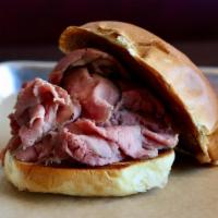 Roast Beef · Our famous roast beef sliced thin and piled high, served on a white bun