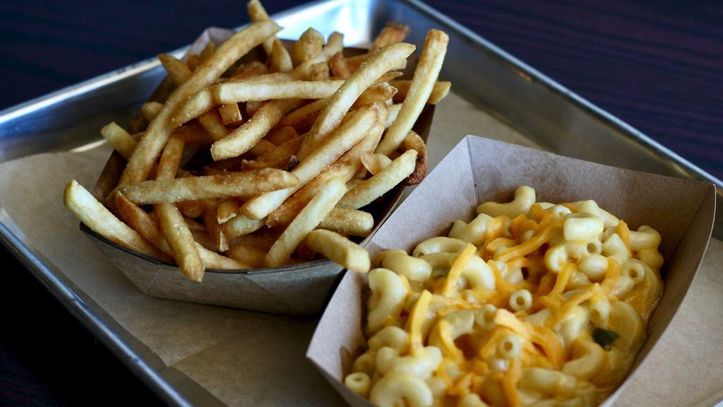 Kids Mac + Cheese · Served with fries