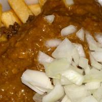 Chili Fries Special · With ground beef, cheese, and onions.