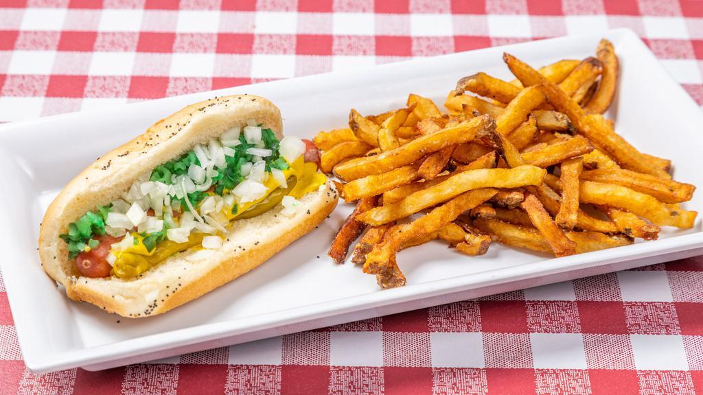 Hot Dog With Hand Cut French Fries · 
