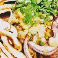 Ab Shoyu Noodle · Vegetarian. Sesame flavored and slightly sour marinated shoyu ramen. Yellow onion, green oni...