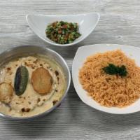 Sawani Kufta /  كفتة بالصينية- Platter · Charbroiled seasoned ground beef, topped with your choice of tomato or tahini sauce. Comes w...