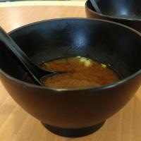 Miso · Cooked, vegan. Bold flavored miso broth lightly sprinkled with green onion, tofu, & organic ...