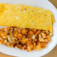 Farmers Omelet · The best omelet. Filled with ham, onions, green peppers, fresh mushrooms, and American cheese.