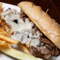 Traditional Philly Cheesesteak · Thin sliced Premium USDA Black Angus Beef, griddled and finished with melted provolone chees...