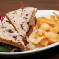 Cranberry Club · Turkey, butter lettuce, sprouts, tomato, Swiss cheese and Wisconsin cherrywood smoked bacon ...