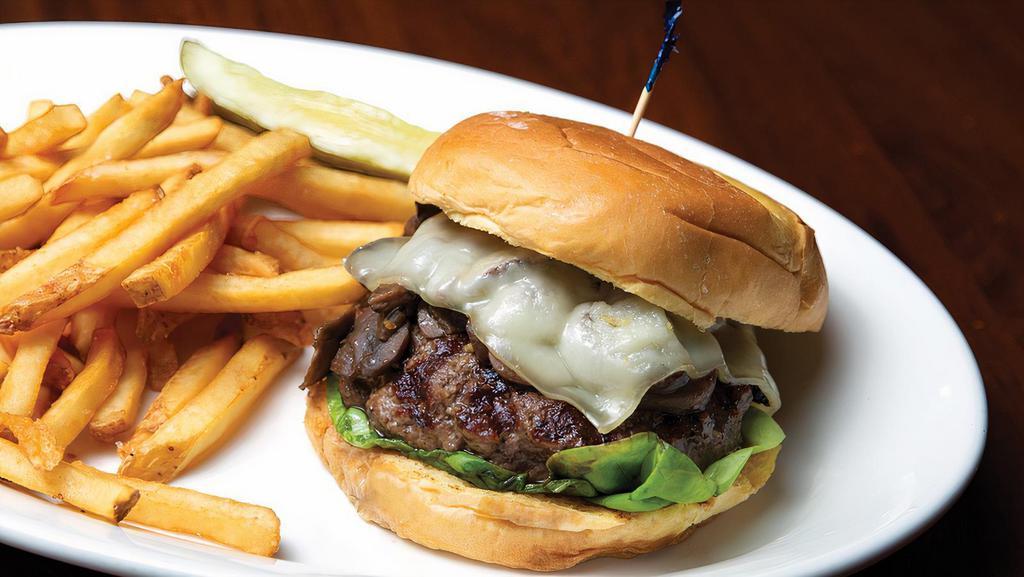 Mushroom & Swiss Burger  · Melted Swiss cheese tops our sautéed Marsala wild mushroom blend. Served with fries.