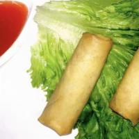 2 Egg Rolls · Shredded carrots, cabbage, celery and clear noodles with seasoning. Wrapped in a spring roll...