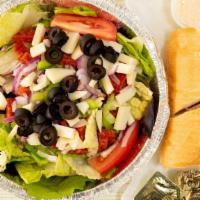 Antipasto Salad · Lettuce, Tomato, Salami, Pepperoni, Provolone, Green Pepper, Onion, and Black Olives