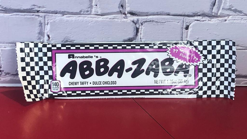 Abba Zaba Mystery Flavor · Abba-Zaba Mystery flavor is a chewy taffy bar with an ever-changing flavor profile. Made in the USA.