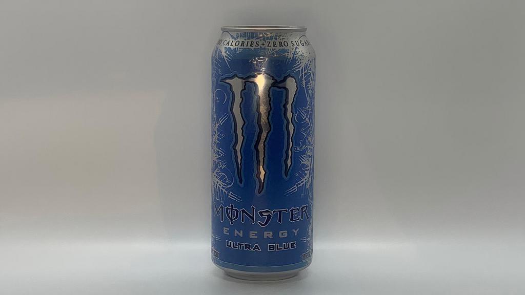 Monster Energy Blue · Add a boost to your day with a Monster Energy Drink. This Monster power drink contains key ingredients like taurine, caffeine and guarana extract. The stimulating components in this energy blend are sure to give you the push you need to sail through workdays, exercise routines and more. Even whilst packing a powerful punch, this Monster drink has a smooth and enjoyable drinking flavor.