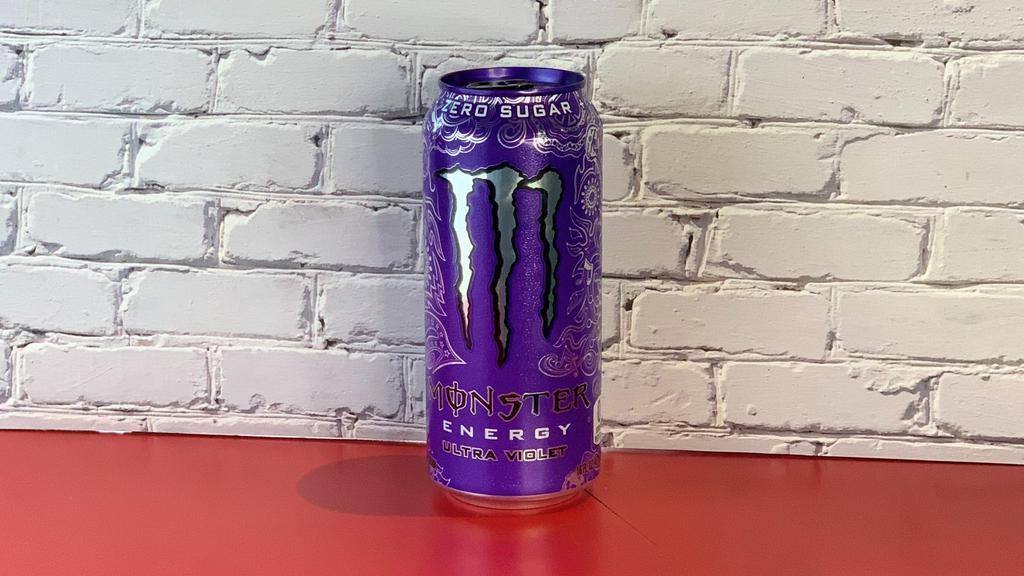 Monster Energy Purple · Add a boost to your day with a Monster Energy Drink. This Monster power drink contains key ingredients like taurine, caffeine and guarana extract. The stimulating components in this energy blend are sure to give you the push you need to sail through workdays, exercise routines and more. Even whilst packing a powerful punch, this Monster drink has a smooth and enjoyable drinking flavor.