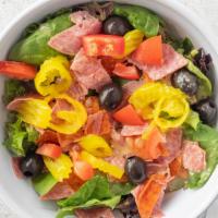 Italian Chef Salad · Mixed greens, Genoa salami, pepperoni, prosciutto banana peppers, black olives, parmesan che...