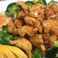 Orange Chicken Dinner · Spicy. Served with steamed rice or plain fried rice.