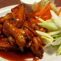 Buffalo Wings · Served with celery, carrots and bleu cheese dressing.