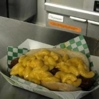 The Mac Dog · A Mug dog topped with steamy mac and cheese. Kids love it. Come to think of it, so do adults.