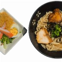 Chicken Ramen · Cha-shu chicken, handmade ramen noodles, 12-hour chicken broth, seasoned egg tempura flakes,...