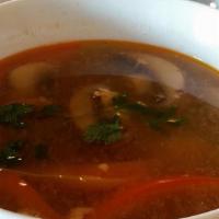 Tom Yum Soup
 · Choice of meat in spicy and sour lemongrass broth, mushrooms and red bell peppers. (Clear Br...