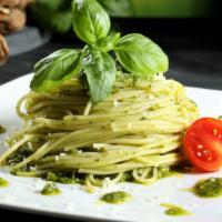 Gluten Free Pesto & Parm Pasta · GF penne pasta tossed in our delicious housemade pesto (contains nuts) topped with a healthy...