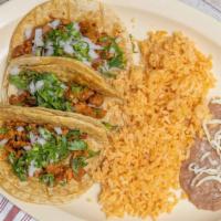 Taco Dinner (3) · Your choice of meat, toppings, sides and add ons