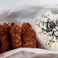 Chicken Katsu Entrée · Chicken breasts brined in garlic, lemon and fresh herbs overnight and breaded and fried with...