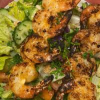 Shish Shrimp Kabob · Served with soup or salad and rice or fries.