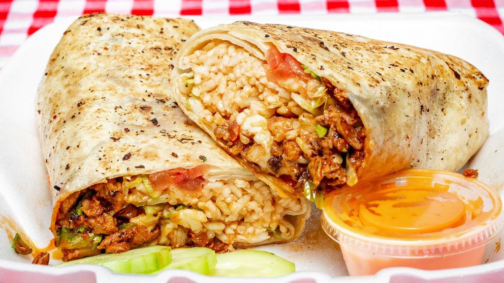 Burritos · Large tortilla filled with your choice of meat. Served with rice and beans.