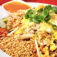 Phooket Crab Pad Thai · Pad thai dish from the southern part of Thailand. Stir fried rice noodles with crabmeat, tof...