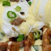 Bison Benedict Waffle · This is a flavor combination you truly don't want to miss. Salty, savory, and just the right...