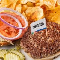 Impossible Burger · (GF available) This revolutionary all-natural burger tastes, sizzles, and smells like meat, ...