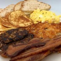 All American Brunch For 2 * · Includes 4 soft-scrambled eggs, 4 slices of thick cut bacon, 2 bison sausage patties, 4 silv...