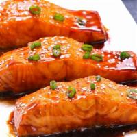 Japanese Teriyaki Salmon · fresh, made to order —— salmon teriyaki :) 
**Consuming raw or undercooked meats, poultry, s...