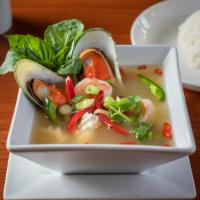 Seafood Madness Soup · Hot and spicy. Spicy hot and sour soup with a combination of seafood and herbs.