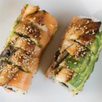 Rainbow Roll · Recommended. California roll double-layered with unagi, smoked salmon, avocado, eel sauce an...
