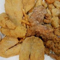 Fish Combo · Your choice of two items TWO catfish, three jack salmon, three perch, three wings, chicken t...