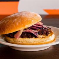 #5 Bison · Grass-fed Bison, Goat Cheese, Red Onion, Blueberry BBQ

These items are cooked to order, con...