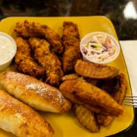 Chicken Tender Dinner · Four pieces with ranch or BBQ sauce.
