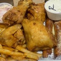Chicken Dinner (4 Pieces) · Leg, wing, thigh, breast with ranch or BBQ sauce.